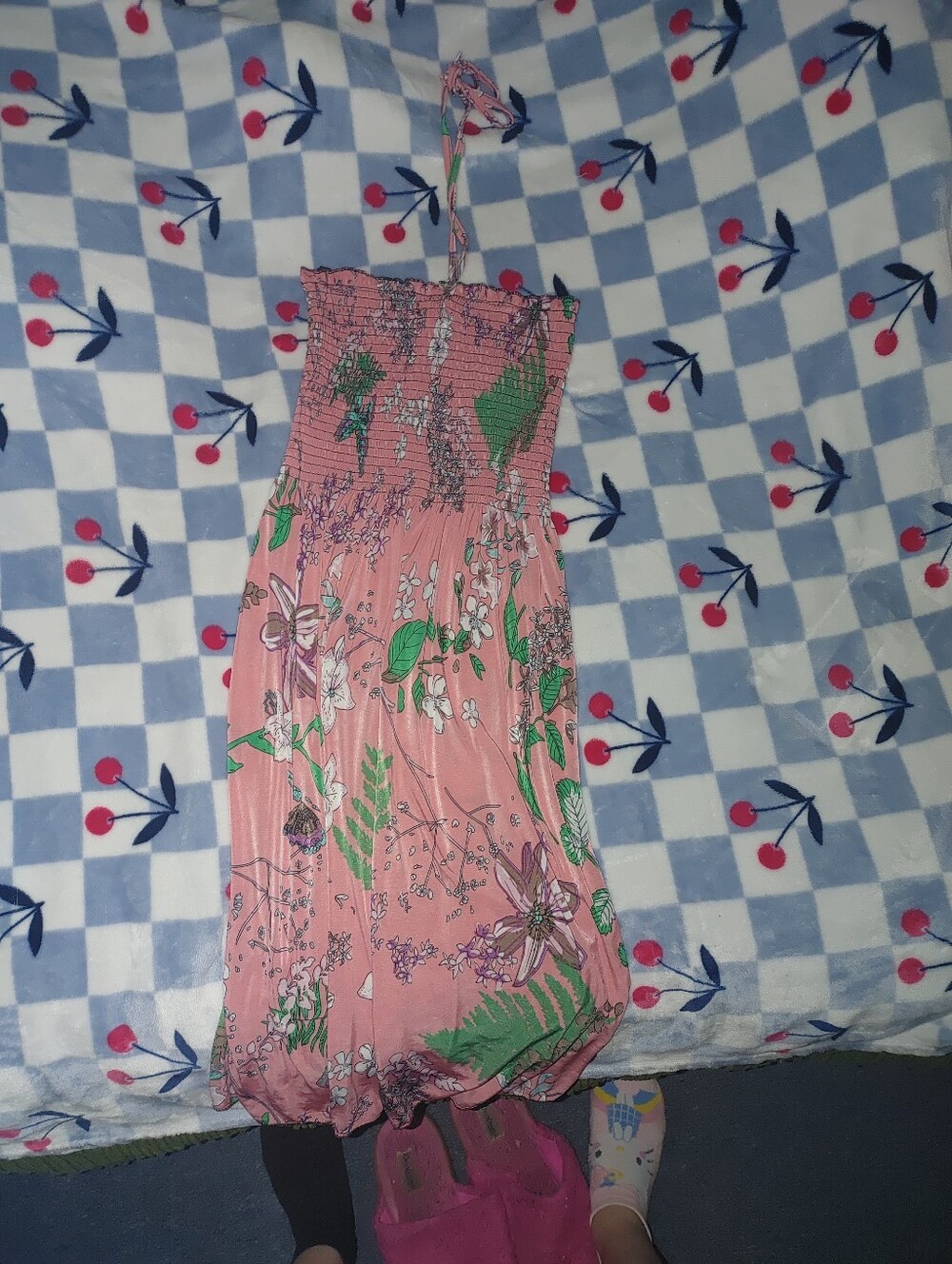 Pink Floral Smocked Sundress